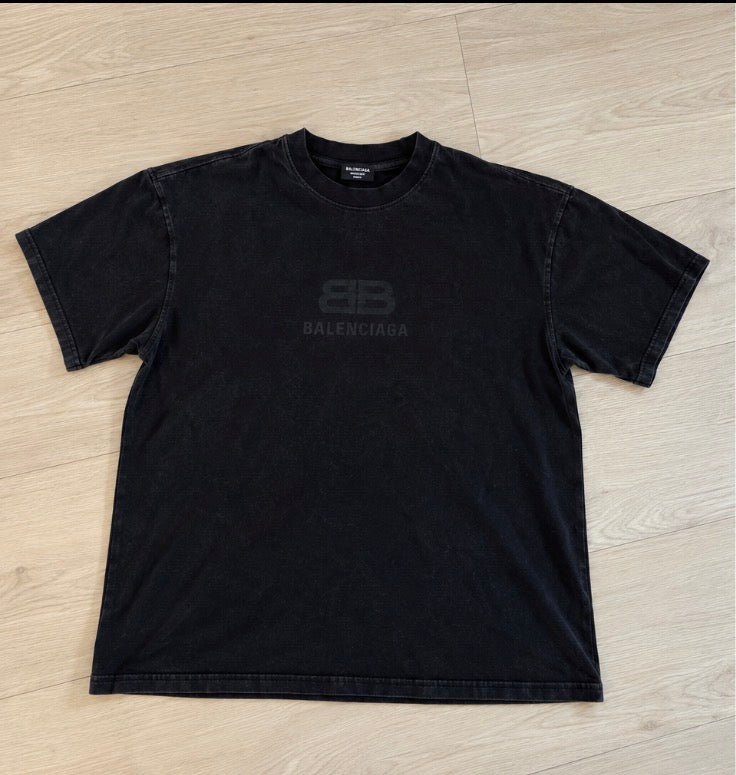 Balenciaga Black Tonal BB Logo T-Shirt – Washed Black