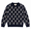 Gucci Navy GG Monogram Fuzzy Crewneck Sweater