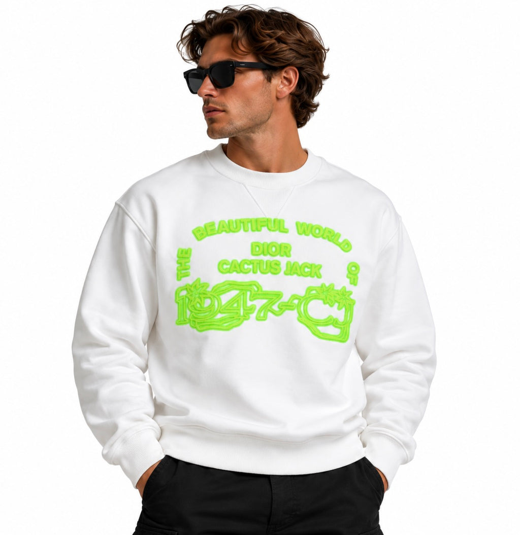 Dior x Cactus Jack “Beautiful World” Crewneck Sweatshirt — White