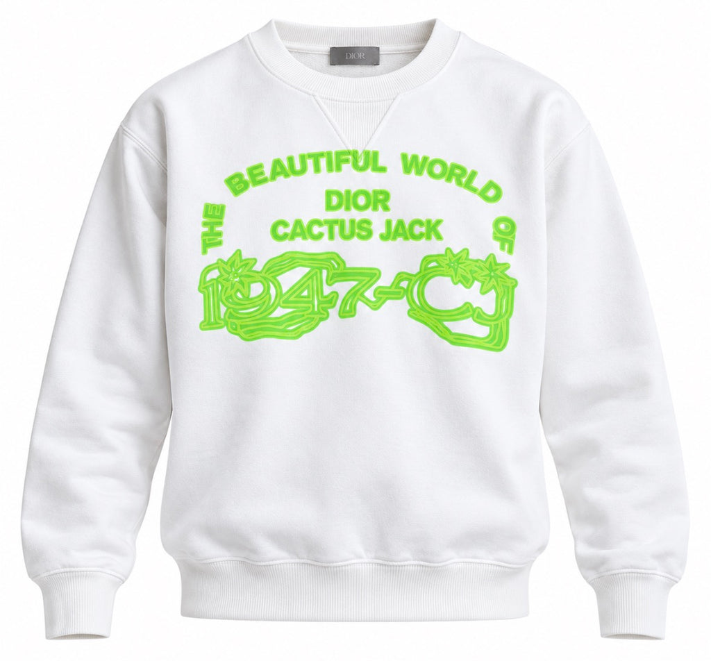 Dior x Cactus Jack “Beautiful World” Crewneck Sweatshirt — White